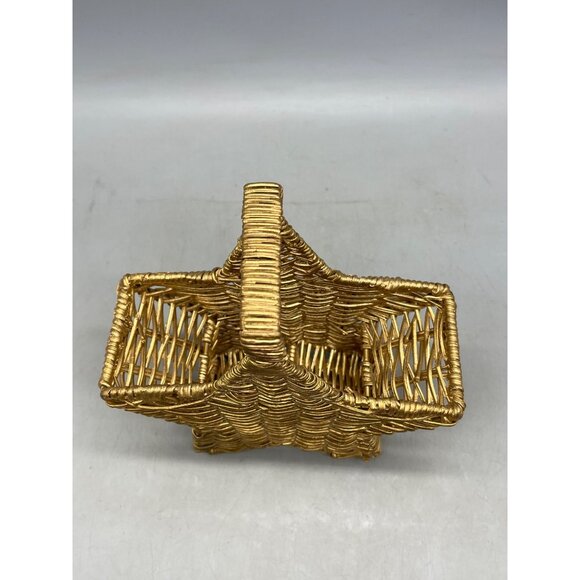 Christmas star weaved wicker gold basket decoration 8x9" storage organizer READ - Picture 2 of 6